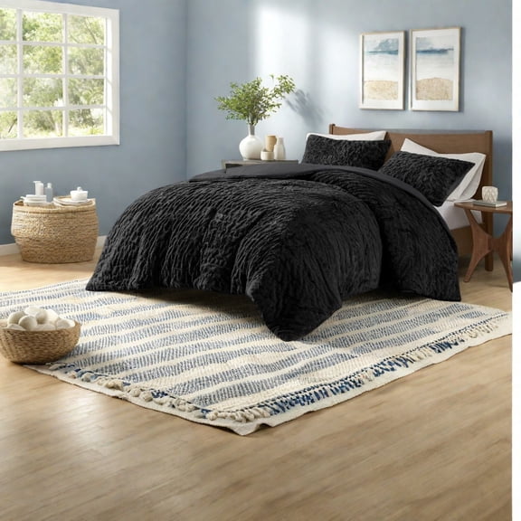 Luxury Bedding Sets Ruched Faux Fur Polyester Comforter for All Seasons
