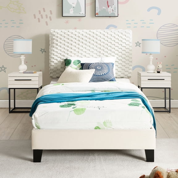 Luxury Bedroom Setup - 3-Piece Set with Comfortable 3D Upholstered Bed and Nightstands for a Cozy Bedroom