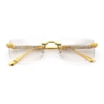 thumbnail image 1 of Luxury Beveled Lens Rich Art Retro Rimless Gangster Narrow Rectangle Sunglasses Gold - Clear Mirror, 1 of 8