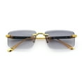 thumbnail image 1 of Luxury Beveled Lens Rich Art Retro Rimless Gangster Narrow Rectangle Sunglasses Gold - Smoke, 1 of 8