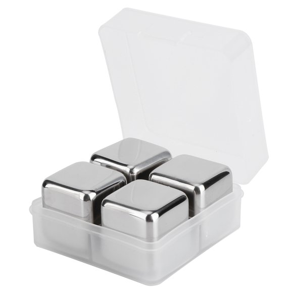Luxury Beverage Chilling Stones, Non-toxic Food-grade Stainless Steel Quickly Cool Down Drink For Whiskey, Beer, Red Wine, Soda And More (4 Pieces)