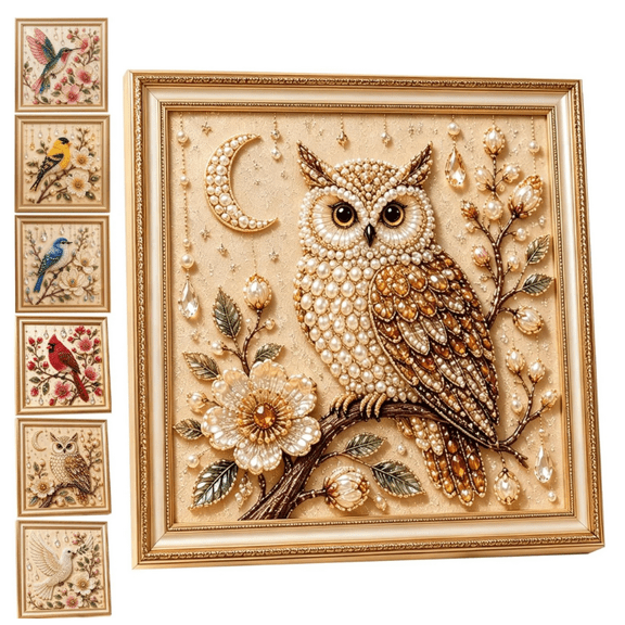 Luxury Bird Pearl Art DIY Kit, Special Shaped Owl Beaded Art Kit for Beginners, Hummingbird Pearl Diamond Painting Kits for Adults Owl