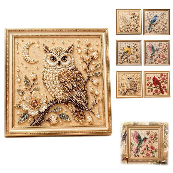 Luxury Bird Pearl Art DIY Kit for Adults, Special Shaped Owl Beaded Art Kit for Beginners, Hummingbird Pearl Diamond Painting Kits