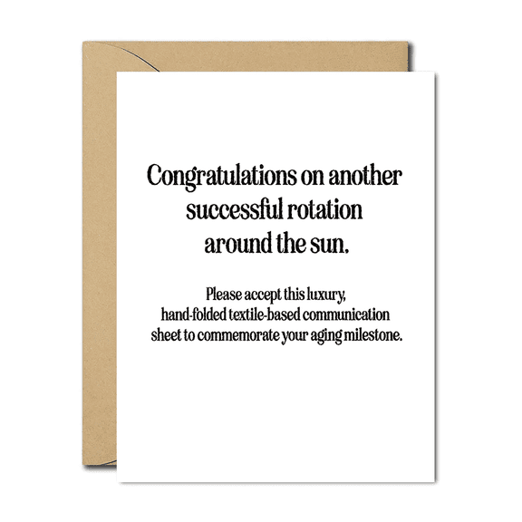 Luxury Birthday Card "Congratulations on Another Successful Rotation Around the Sun" Hand-Folded, High-Quality Print Perfect for Milestone Birthdays