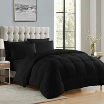 Luxury Black 7-piece Bed in a Bag Down Alternative Comforter Set, Queen