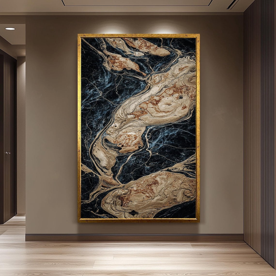 Luxury Black And Gold Abstract Marble Wall Art Modern Home Decoration, Unframed Paper Poster 8x10in