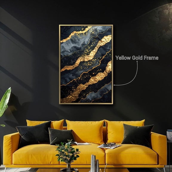 Luxury Black And Gold Marble Wall Art Modern Abstract Poster Trendy Wall Decor Vertical Art Poster Ready To Hang, Unframed Poster Size 12x18