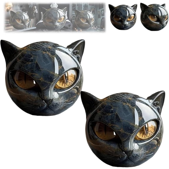 Luxury Black Cat Stone Sculpture – Elegant Home Décor & Gift-Ready Art Piece, Black Obsidian Cat Decor Statue Figurine, Hand Carved Crystals Healing Stones, Gifts for Cats Lovers