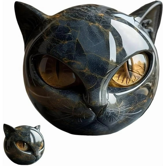 Luxury Black Cat Stone Sculpture – Elegant Home Décor & Gift-Ready Art Piece, Hand-Carved Crystals and Healing Stones Carved, Black Cat Figurine Decoration Gemstones Statue Gifts for Cats Lovers(1pc)