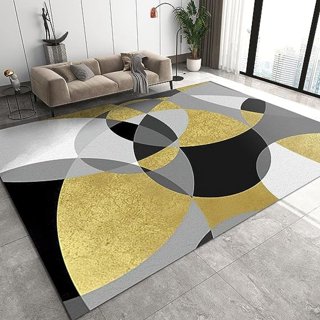 Black Golden Irregular Line Kitchen Rug Cushioned - Temu