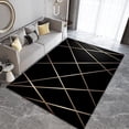 thumbnail image 1 of Luxury Black Gold Line Area Rug, Modern Geometric Art Home Decor Rug, Easy Clean Carpet Washable Indoor Non-Slip Rug For Boys And Girls Bed Living Room Carpets Nursery Decor 5x8ft, 1 of 6