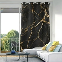 Luxury Black Gold Marble Blackout Curtains W82 x L42 1 Panel Window Curtain for Bedroom Living Room