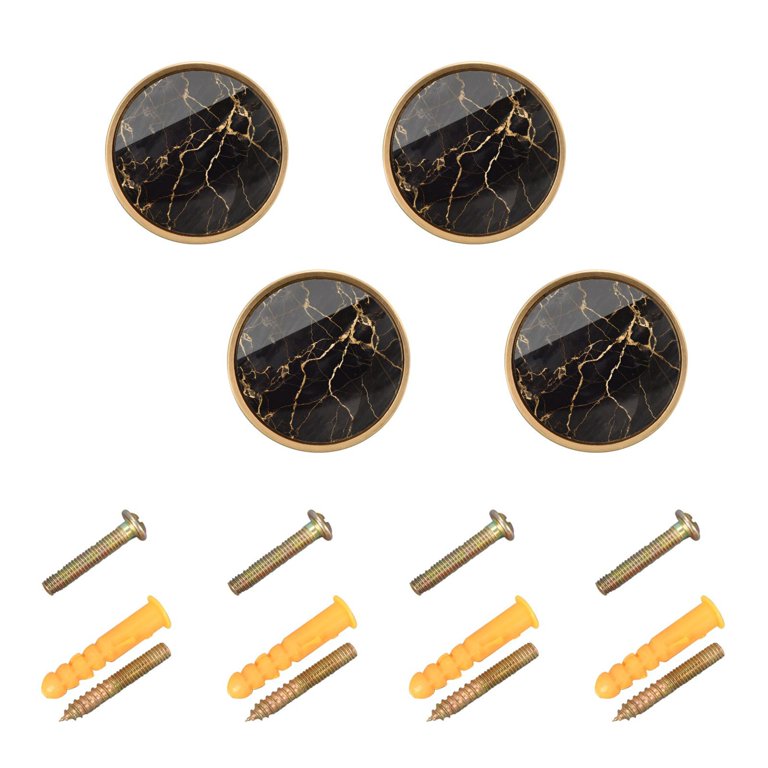 Luxury Black Gold Marble Cabinet Knobs Sets Kitchen Pulls Dresser Drawer  Handles Hardware Decorate for Bathroom Wardrobe Closet Knob 4 Packs
