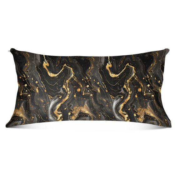 Luxury Black Gold Marble Plush Pillow Cases Body Size Ultra Soft Warm Pillowcases with Zipper 20"x54"