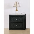 thumbnail image 1 of Luxury Black Nightstand – Upholstered Fabric w/ Faux Marble Top – 2 Storage Drawers – Tufted Diamond Design + Crystal Knobs – Modern Glam Bedroom, 1 of 6