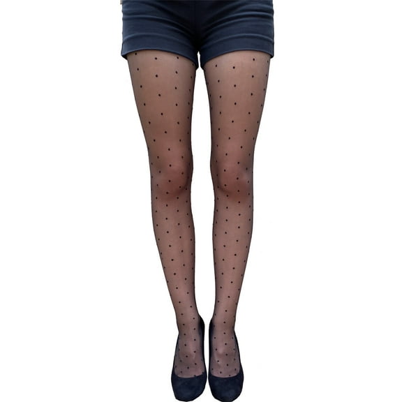 Luxury Black Sheer Dotted Tights Pantyhose for all Women Plus Size