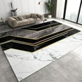 thumbnail image 1 of Luxury Black And White Geometric Marble Area Rug, Indoor Non Slip Bedroom Rug, Low Pile Fade Resistant Soft Carpet For Living Room Study Office Kitchen Dining Room Decor Floor Mat 5x7ft, 1 of 6