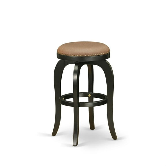 Luxury Black Wood Counter Height Stool with Swivel Seat and Brown Roast Upholstery - Perfect for Kitchen, Pool, or Game Room - Durable and Stylish - 30" Seat Height