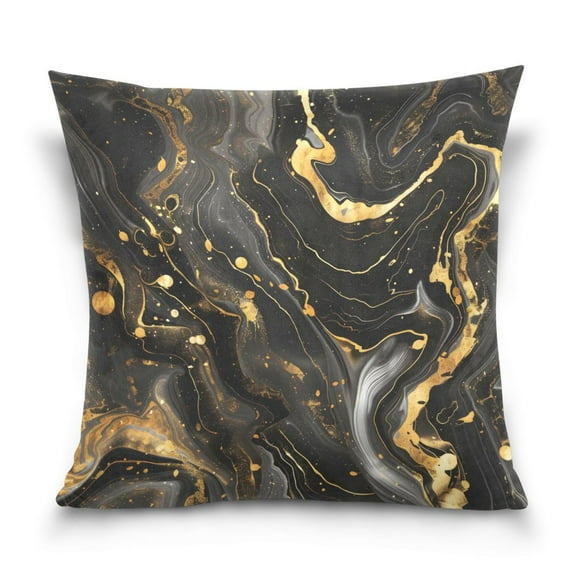 Luxury Black and Gold Marble Throw Pillow Covers Couch Pillowcases Decor for Bed Sofa 18" x 18"