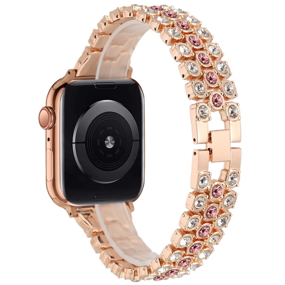 Luxury Bling Diamond Link Stainless Steel Watch Band for Apple Watch 41mm / 40mm / 38mm - Gold Pink