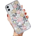 thumbnail image 1 of Luxury Bling Diamond Rhinestone Gemstone 3D Rose Flower Gemstone Soft TPU Back Cover Case for Women Girls with iPhone 12 / iPhone12 Pro 6.1", 1 of 10