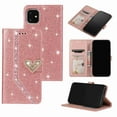 thumbnail image 1 of Luxury Bling Flip Filio Kickstand PU Leather Diamond Wallet Card Slots, For iPhone 11 (6.1 inch), pink, 1 of 2