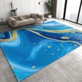 thumbnail image 1 of Luxury Blue Gold Quicksand Area Rug, Creative Abstract Texture Indoor Non-Slip Kids Rugs, Machine Washable Breathable Durable Carpet For Front Entrance Floor Decor 5x7ft, 1 of 6