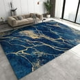 thumbnail image 1 of Luxury Blue Marble Area Rug, Gold Texture Indoor Living Room Rugs, With Non Slip Backing Easy Clean Carpet For Bedroom Kitchen Dining Room Home Office Decor Floor Mat 2x3ft, 1 of 6