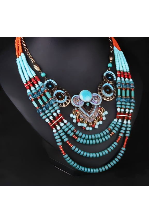 Luxury Bohemia Statement Necklace, Multilayer African Beads Jewelry Women Jewelry Accessories