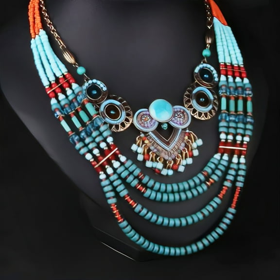 Luxury Bohemia Statement Necklace, Multilayer African Beads Jewelry Women Jewelry Accessories