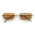 thumbnail image 1 of Luxury Bottom Half Rim Metal Frame Rectangle Fashion Sunglasses Gold - Light Brown, 1 of 8