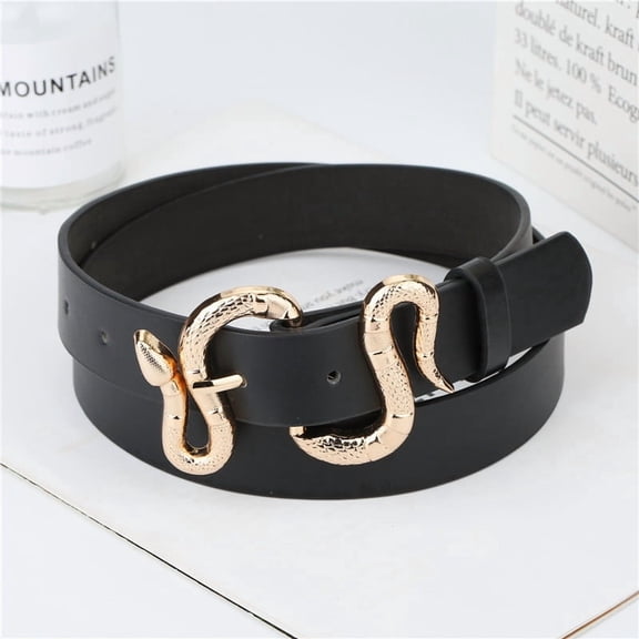 Luxury Brand Belts for Women High Quality Shinny Rhinestone Waist Soft Leather Snake Buckle Jeans Female Waistband