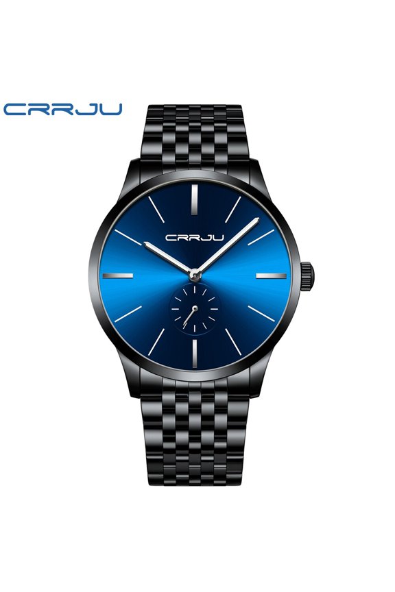 Luxury Brand CRRJU Simple Fashion Style Casual Military Quartz Men Watches Ultra-thin Full Steel Male Clock Date Wristwatch