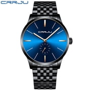 Luxury Brand CRRJU Simple Fashion Style Casual Military Quartz Men Watches Ultra-thin Full Steel Male Clock Date Wristwatch