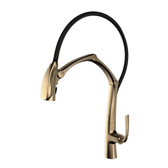 Luxury Brass Gun Gray Kitchen Faucet, Digital Display Intelligent Induction Magnetic Suction Pull-Out Design Cold & Hot Sink Tap