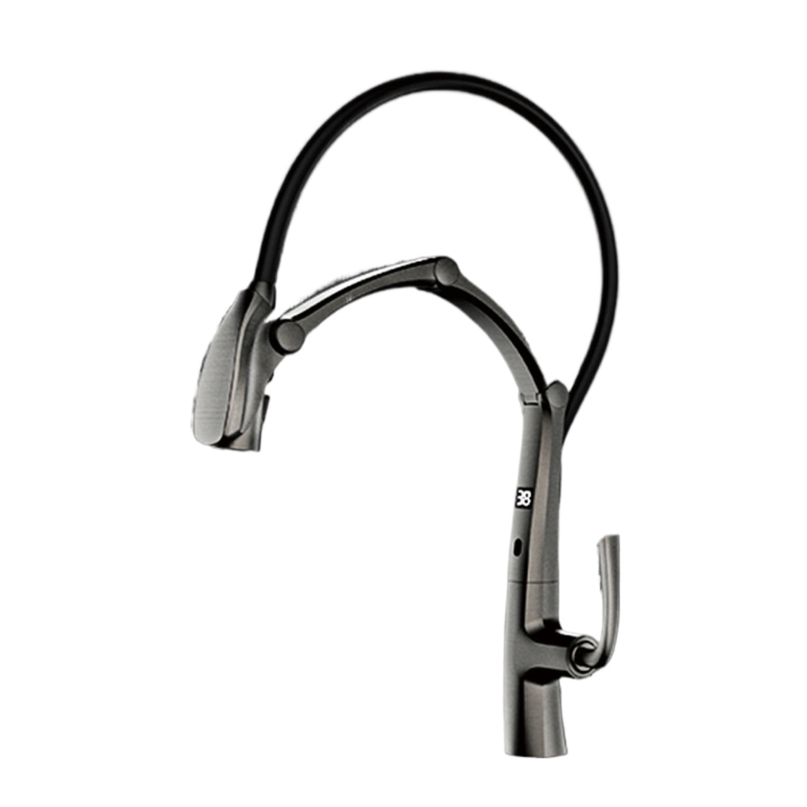 Luxury Brass Gun Gray Kitchen Faucet, Digital Display Intelligent Induction Magnetic Suction Pull-Out Design Cold & Hot Sink Tap