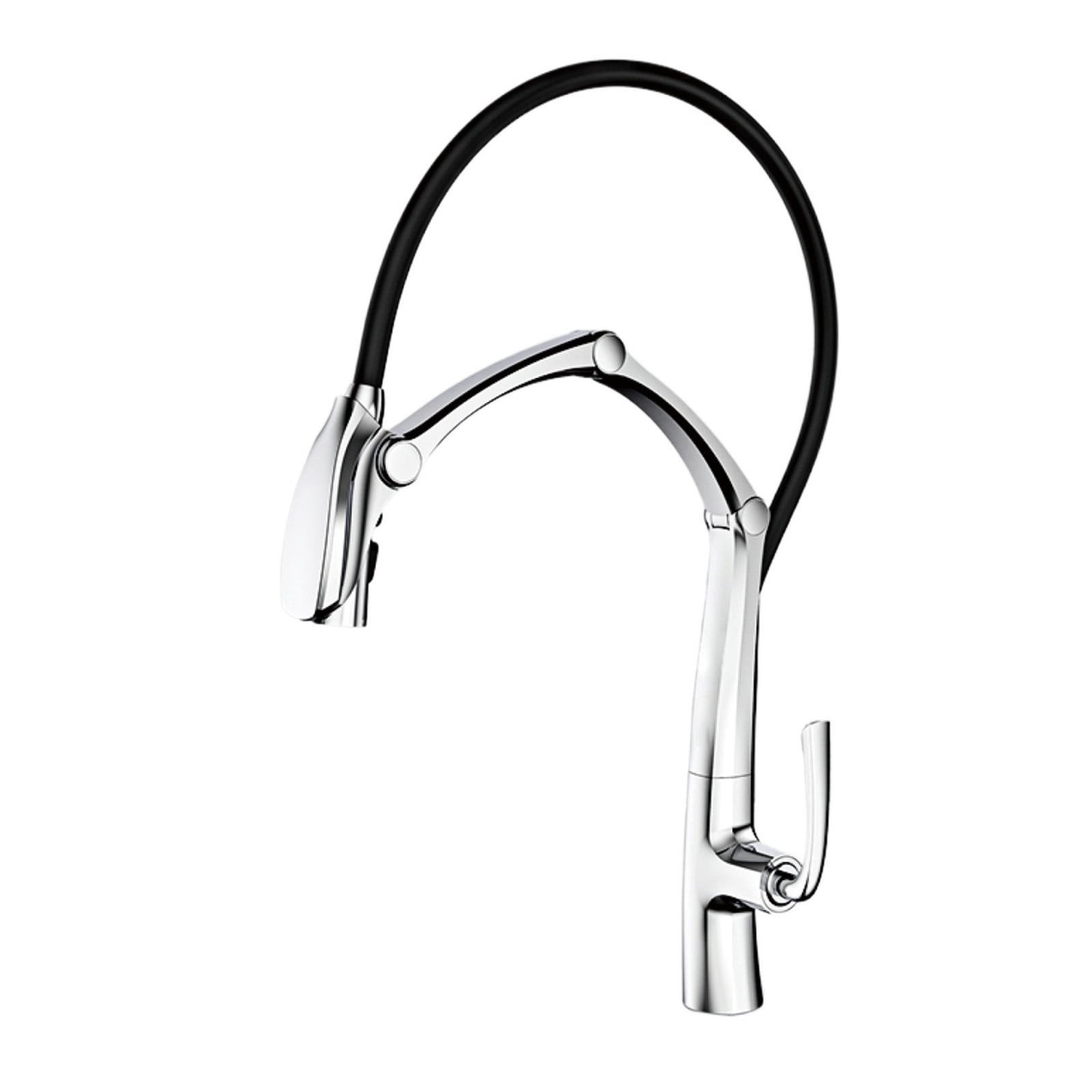 Luxury Brass Gun Gray Kitchen Faucet, Digital Display Intelligent Induction Magnetic Suction Pull-Out Design Cold & Hot Sink Tap