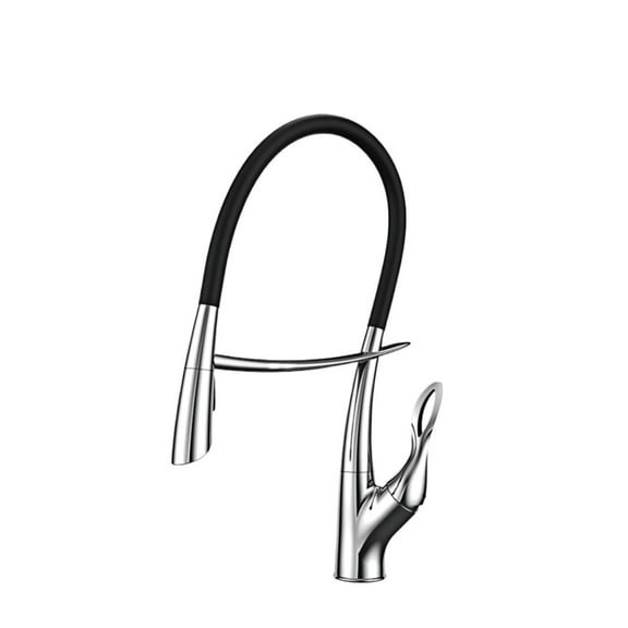 Luxury Brass Gun Gray Kitchen Faucet, Magnetic Suction Pull-out Design Single Handle Cold & Hot Dual Control 2-function Sink Tap