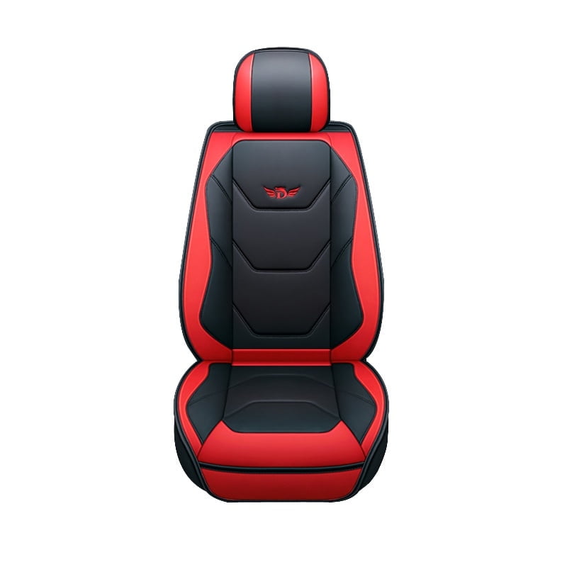 Luxury Breathable Car Seat Covers, Universal 5D PU Leather Front Seat Protectors Compatible with Airbag Protector for Most Cars SUVs Trucks（Red,1PC）