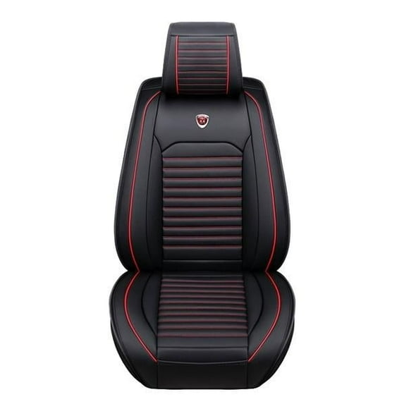 Luxury Breathable Car Seat Covers, Universal 5D PU Leather Front Seat Protectors Compatible with Airbag Protector for Most Cars SUVs Trucks(Black Red,1PC)