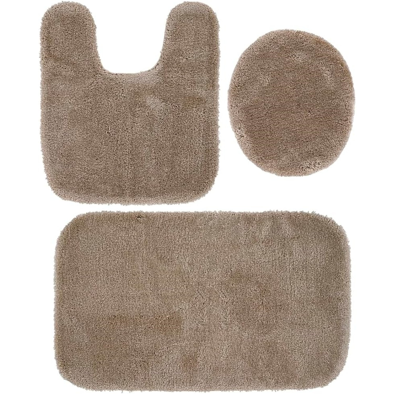 Luxury Brown Taupe 3-Piece Set Ultra Plush Washable Bath Rug Set - Soft, Absorbent, And Stylish For Your Bathroom
