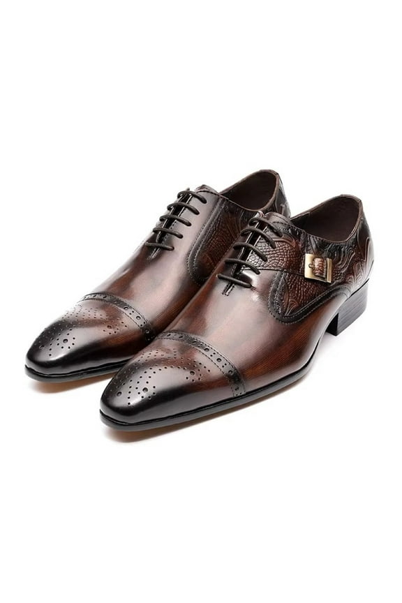 Luxury Business Men Dress Oxford Shoes Elegant Style Quality Formal Genuine Leather Luxury Popular Luxury Designer Men Shoes B180 Brown 10.5
