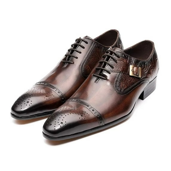 Luxury Business Men Dress Oxford Shoes Elegant Style Quality Formal Genuine Leather Luxury Popular Luxury Designer Men Shoes B180 Brown 10