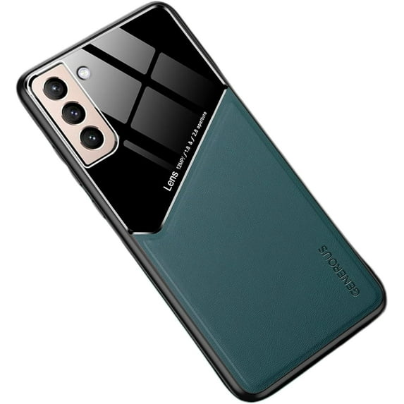 Luxury Business Slim Phone Case PU+TPU Car Magnetic Shockproof Back Cover Tempered Glass Lens Protection for Samsung Galaxy Note 20 Ultra 10 Pro A04E A52S A50S A03S(Green,Samsung A02)