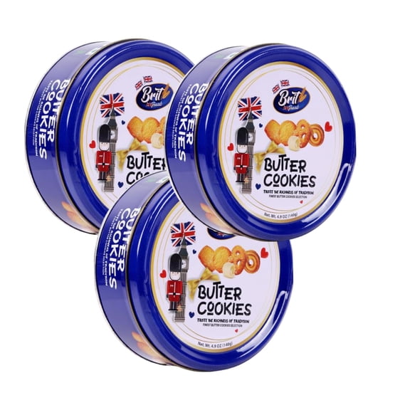 Luxury Butter Cookies in Decorative Gift Tin - 140g Traditional European Biscuits in Airtight Metal Box - Delightful Treat for Birthdays, Christmas, Mother's Day & Special Occasions (Small, 3, count)