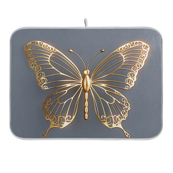 Luxury Butterfly Dish Drying Mat 16x18 Absorbent Microfiber Draining Rack Pad for Kitchen Counter Sink