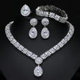 thumbnail image 1 of Luxury CZ Lady Necklace Earrings Ring Bracelet Wedding Silver Plated Jewelry Set, 1 of 7