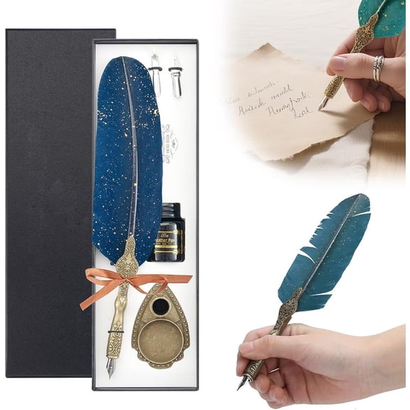 Luxury Calligraphy Starter Kit,Carved Bronze Stem Ink Set for Beginners