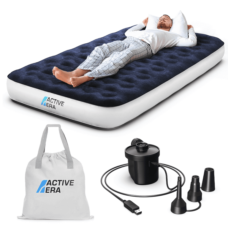 Luxury Camping Air Mattress with Built in Pump Twin Air Mattress with USB Rechargeable Pump Travel Bag Single Air Mattress for Tent Camping