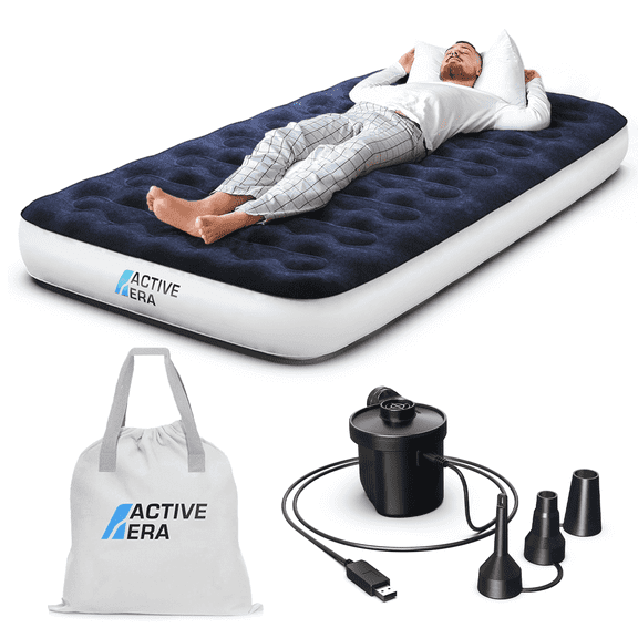 Active Era Twin Camping Air Mattress, Air Bed with Built-in Pump & Travel Bag